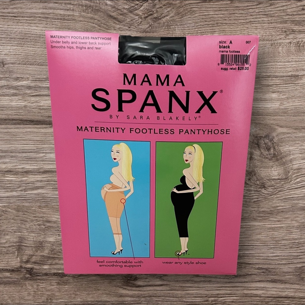 X 6 Pairs SPANX Mama Maternity Footless Pantyhose Black Size A New - Picture 2 of 5